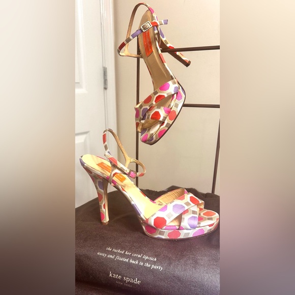 KATE SPADE X FLORENCE BROADHURST CANVAS PRINTED HEELS W Logo Duster Bag - Picture 1 of 8